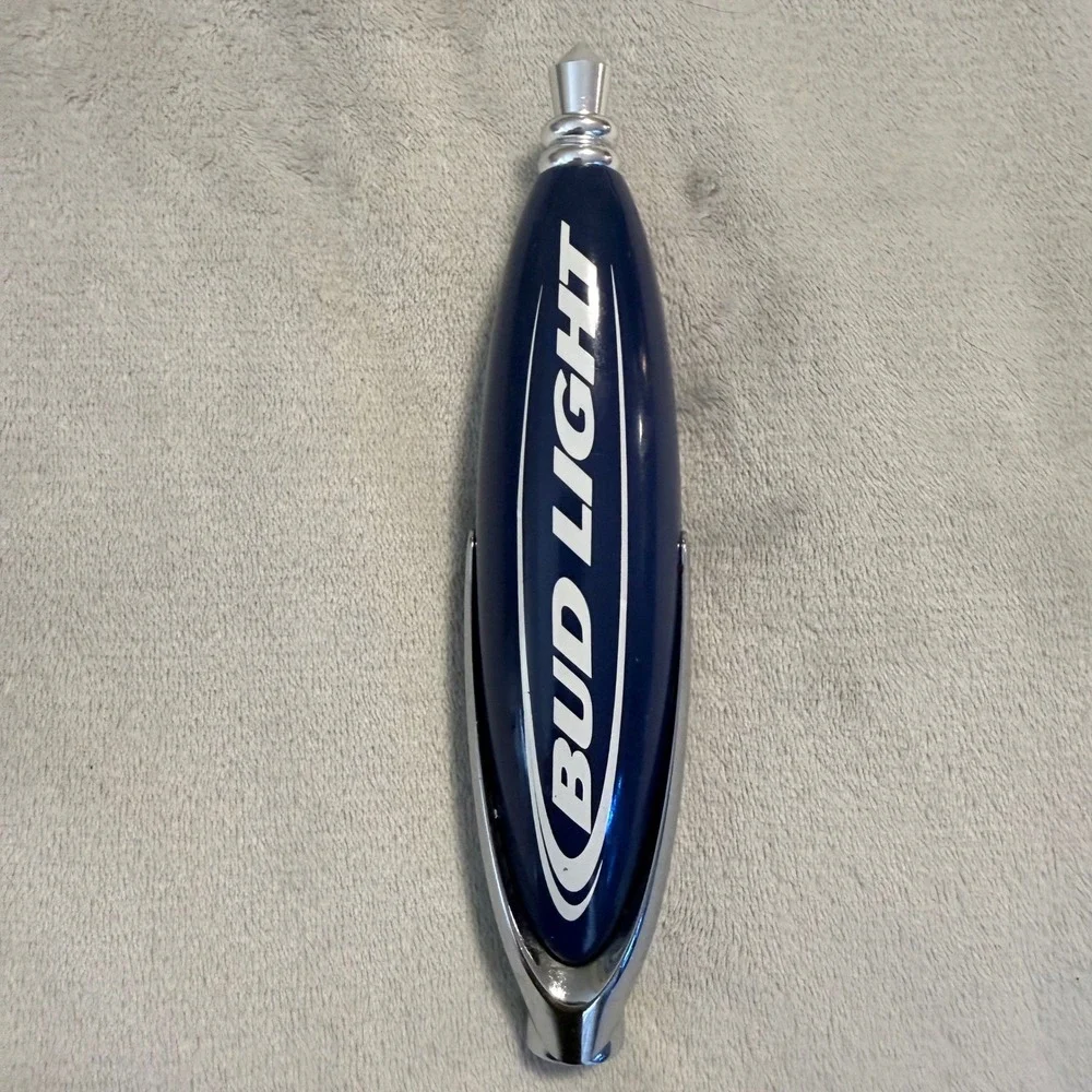 Vintage Bud Light Beer Tap Handle Blue Chrome 7